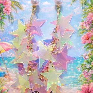 Iridescent Star Dangle Earrings